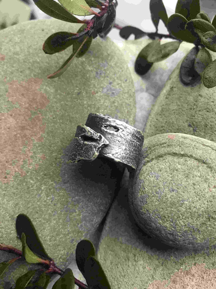 Cherry Bark Ring sterling silver
