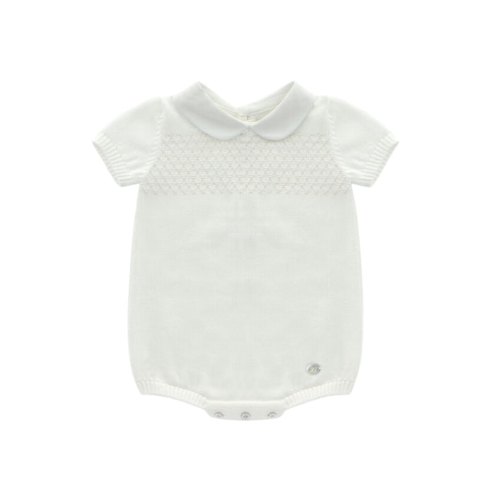 Arda Boy Off-White Knitted Romper