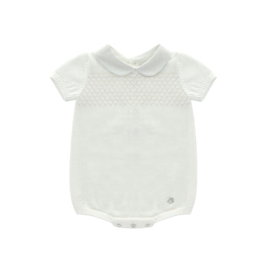 Arda Boy Off-White Knitted Romper