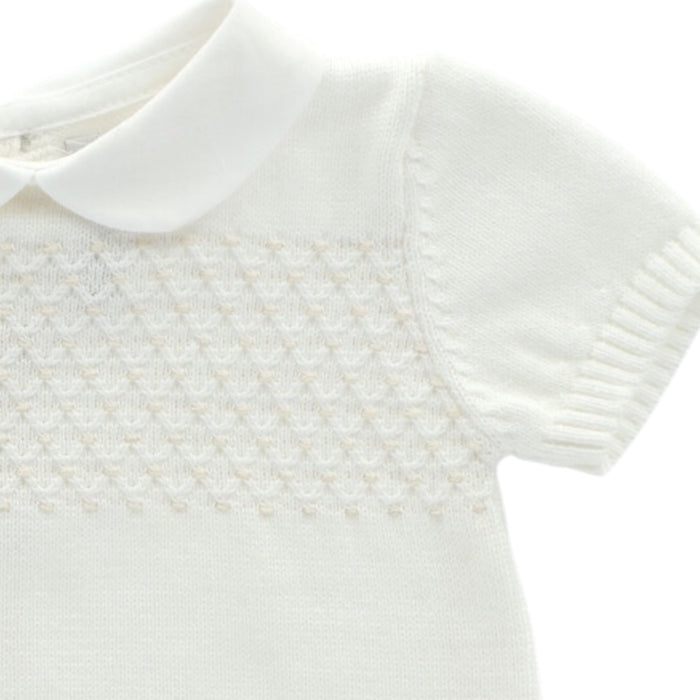 Arda Boy Off-White Knitted Romper