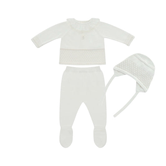 Arda Girl Off-White Knitted 3-Piece Set