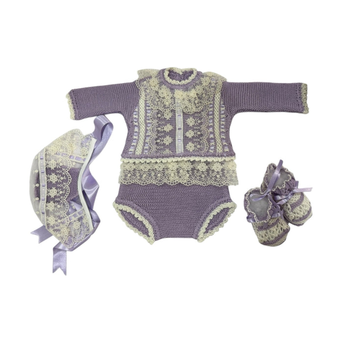 Arianna Purple Floral Lace 4-Piece Set