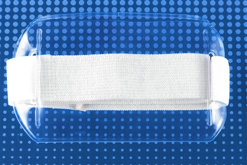 Arm Band Horizontal Vinyl Badge Holder with Blue Strap - Credit Card Size - 504-AR1B, Qty = 25