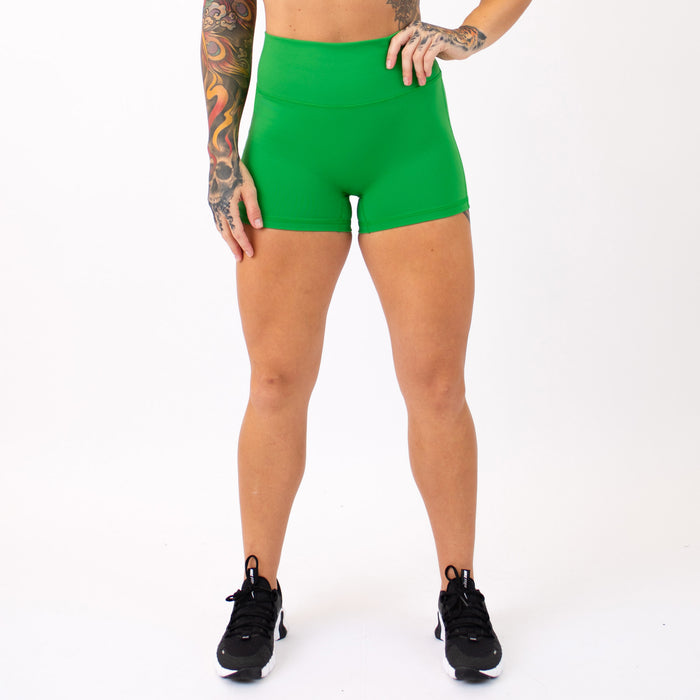 Kelly Green No Front Seam High Rise Spandex Shorts