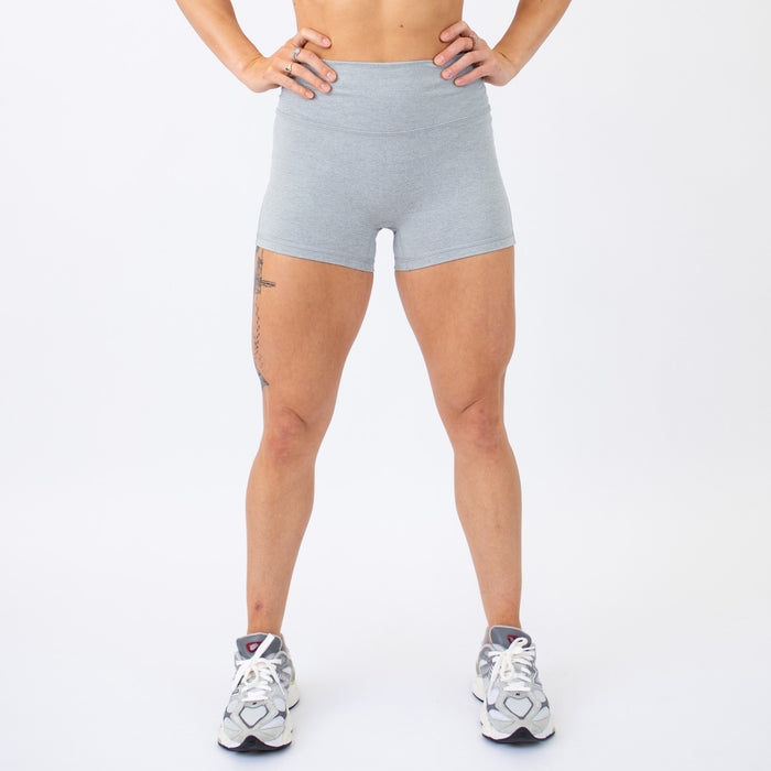 Light Gray No Front Seam High Rise Spandex Shorts