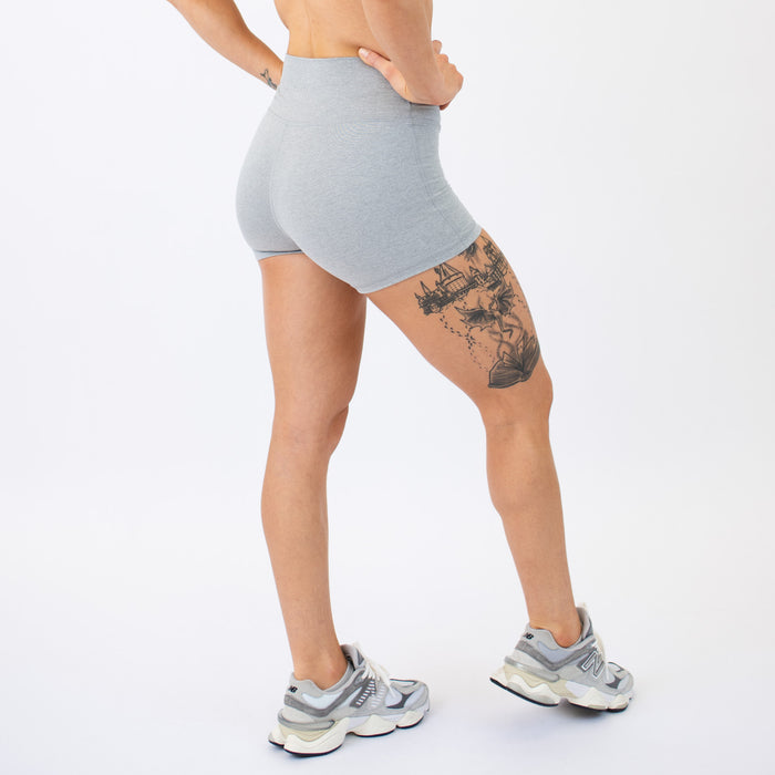 Light Gray No Front Seam High Rise Spandex Shorts