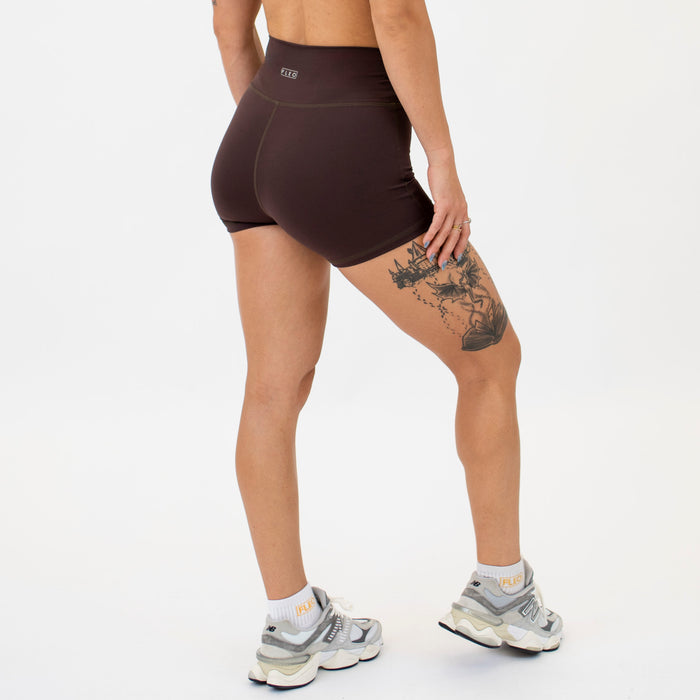 Chocolate No Front Seam High Rise Spandex Shorts