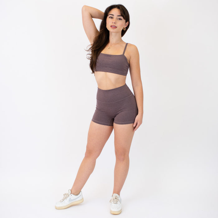 Heather Moonscape No Front Seam High Rise Spandex Shorts