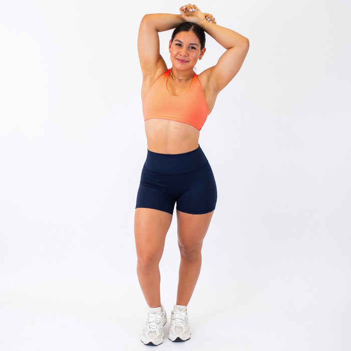 Classic Navy No Front Seam High Rise Spandex Shorts