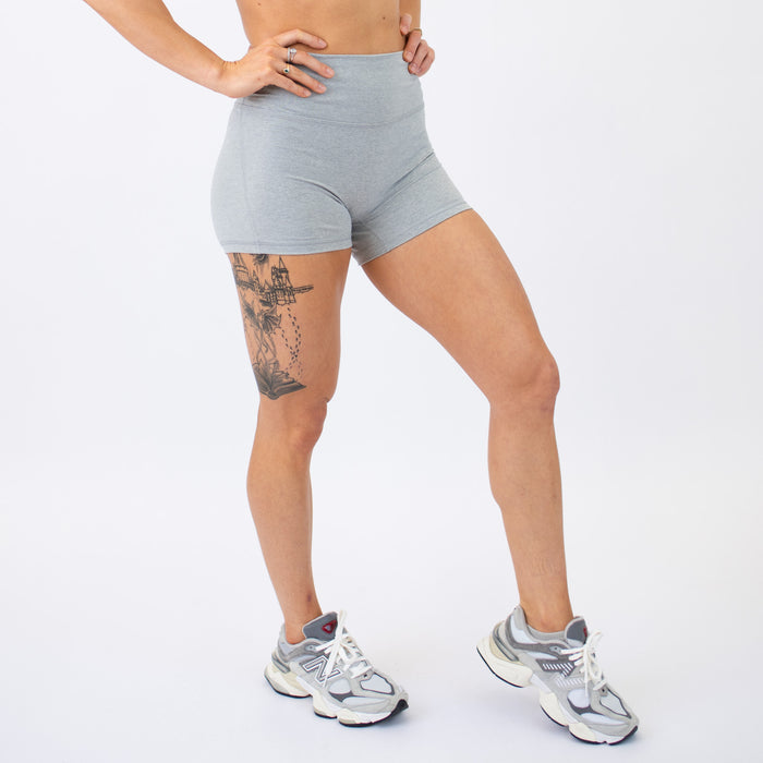Light Gray No Front Seam High Rise Spandex Shorts