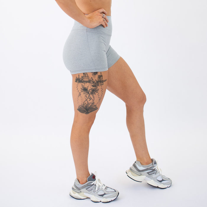Light Gray No Front Seam High Rise Spandex Shorts