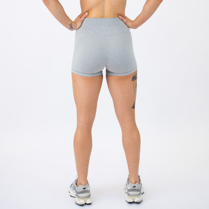 Light Gray No Front Seam High Rise Spandex Shorts
