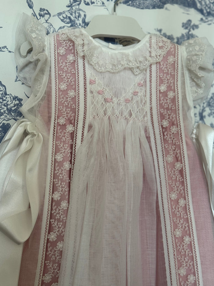 Aurora Luxe Pink 2-piece Handsmocked Dress