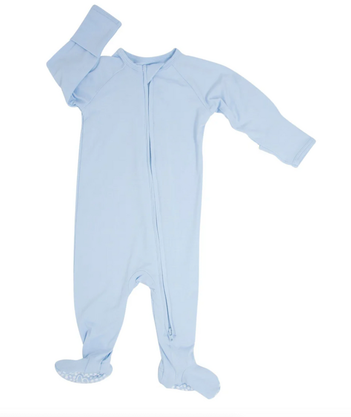 Baby Blue Zipper Footie