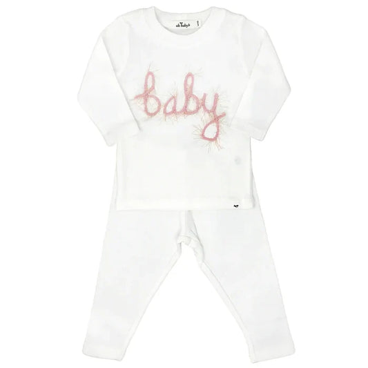 "Baby" Pink Embroidered 2 Piece Set