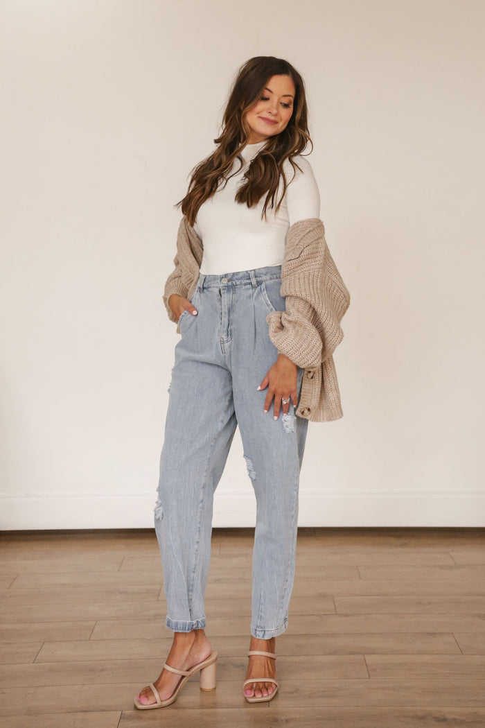 Balloon Sleeve Cardigan (Beige)