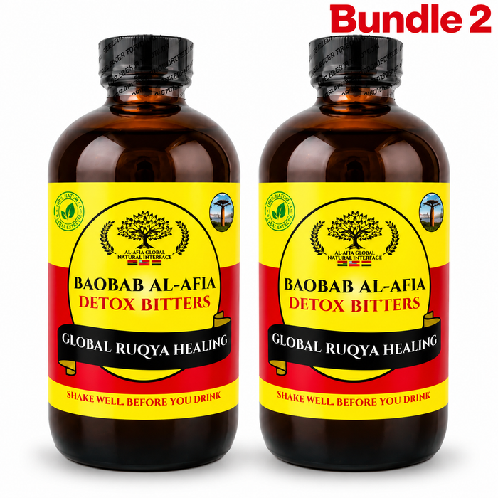Bobab Al-Aphia Detox Living Bitter in a branded bottle, traditional herbal bitters made with a blend of botanical ingredients to complement a balanced daily wellness routine.