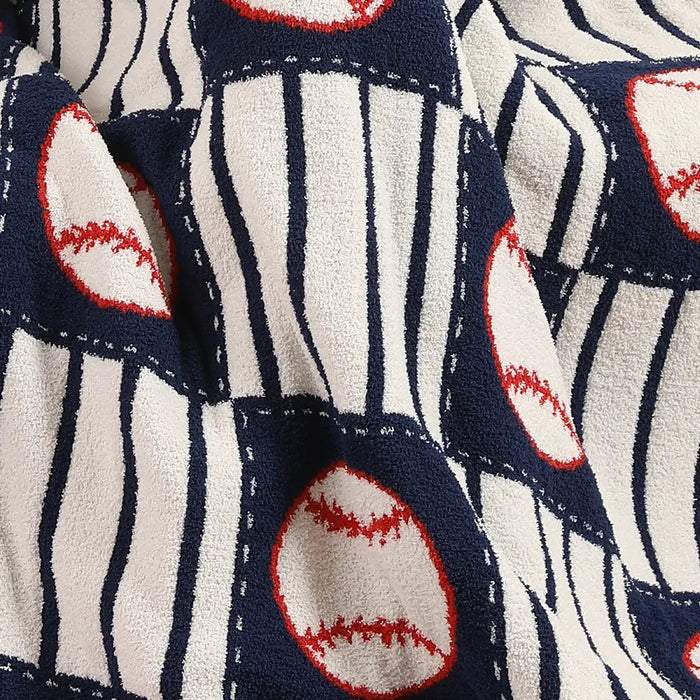 Baseball Pattern Cozy Throw Blanket