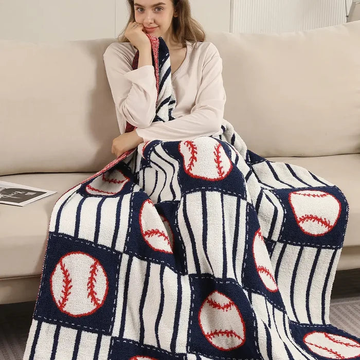 Baseball Pattern Cozy Throw Blanket