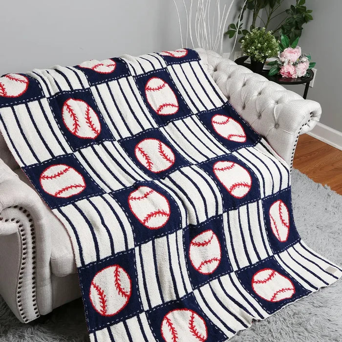 Baseball Pattern Cozy Throw Blanket