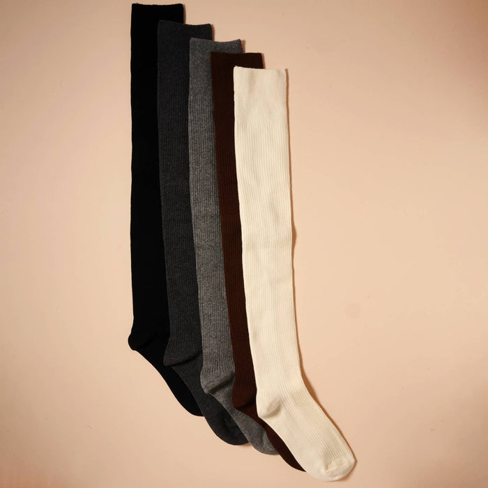 Basic Ribbed Over The Knee Socks
