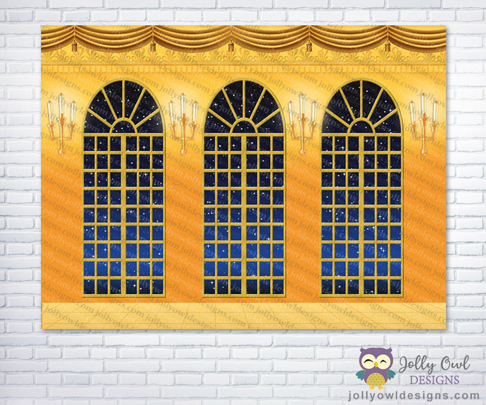 Beauty and the Beast Castle Ballroom Backdrop