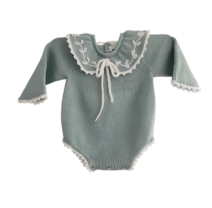Bertha Green Knitted Embroidered Romper