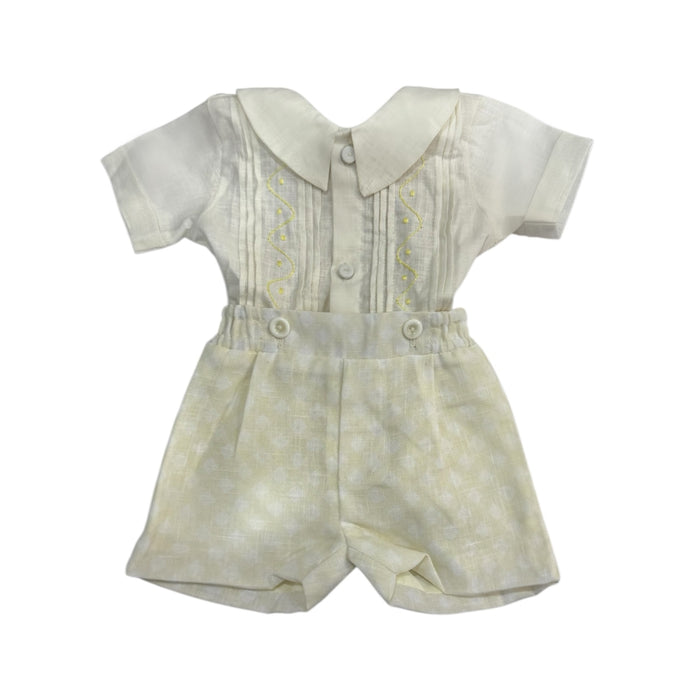 Bianca Embroidered Pastel Yellow / Ivory Boy 2-PC set