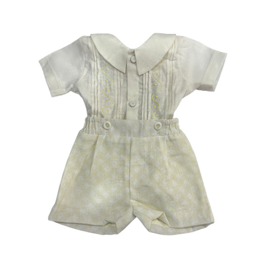 Bianca Embroidered Pastel Yellow / Ivory Boy 2-PC set