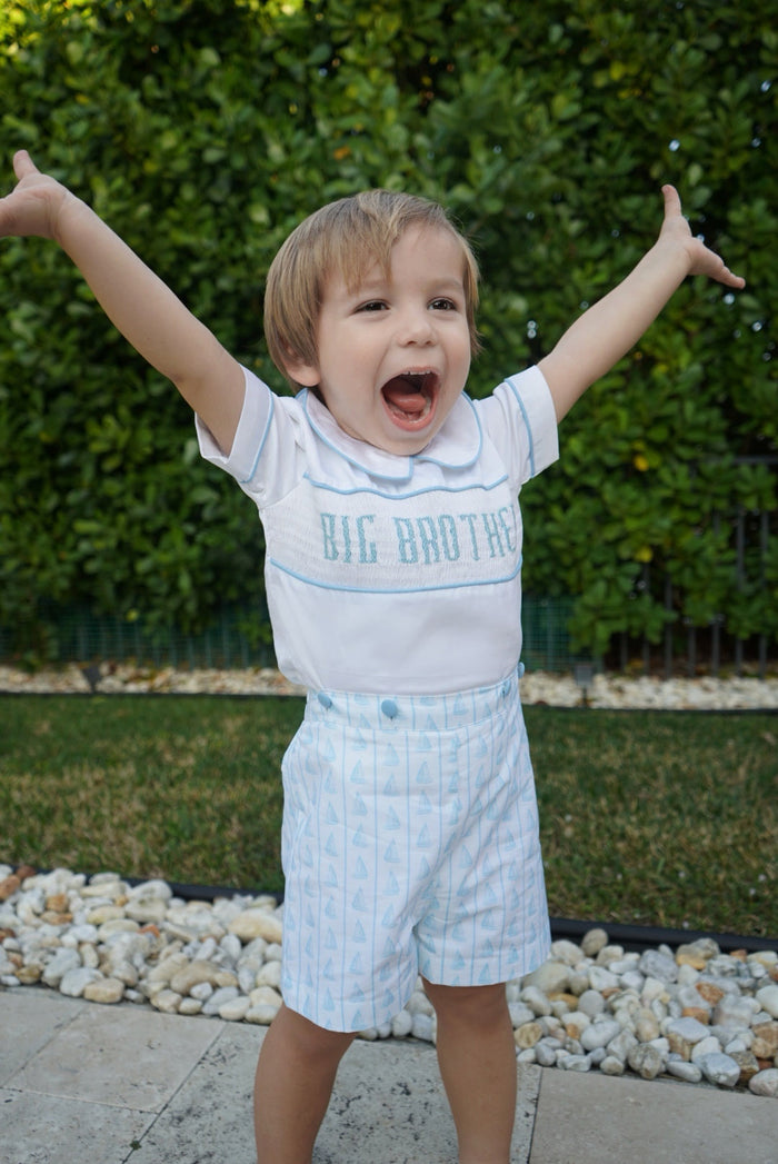 Big Brother Sailboats Handsmocked 2-Pc