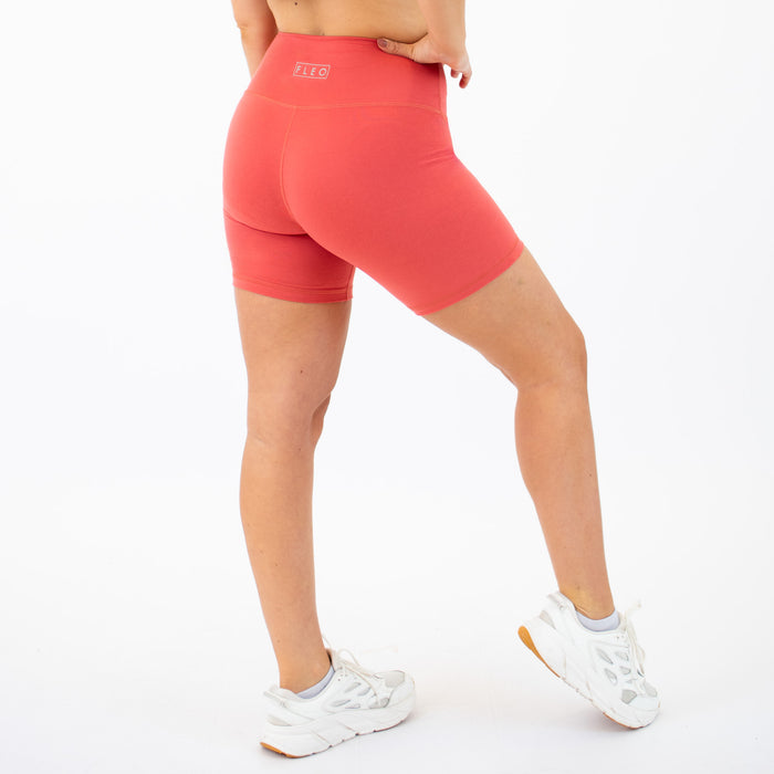 Heather Coral Blush High Rise Biker Spandex Shorts