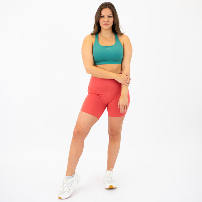 Heather Coral Blush High Rise Biker Spandex Shorts