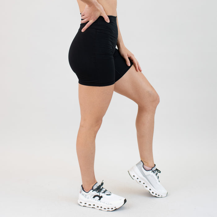 Black Biker No Front Seam Spandex Shorts