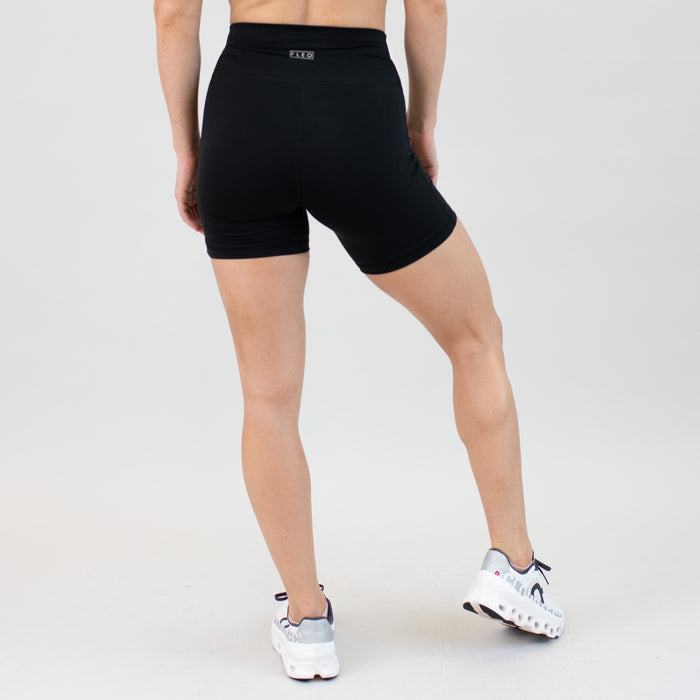 Black Biker No Front Seam Spandex Shorts
