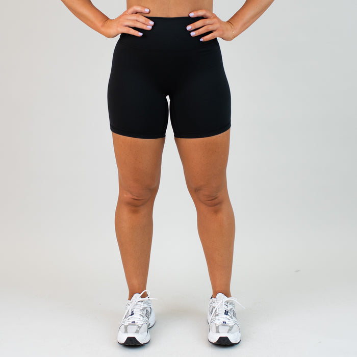 Black Biker No Front Seam Spandex Shorts