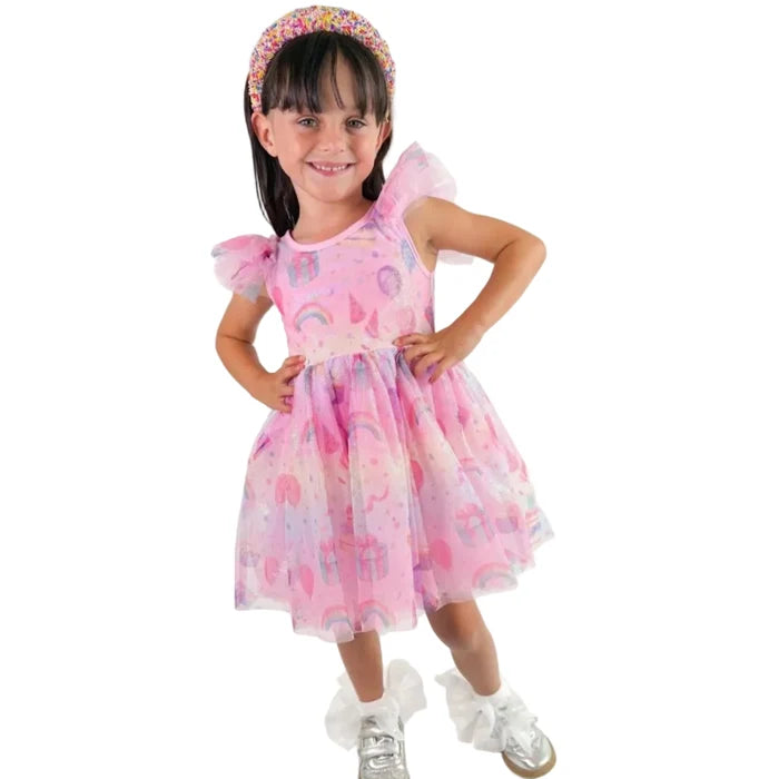 Birthday Print Tulle Dress
