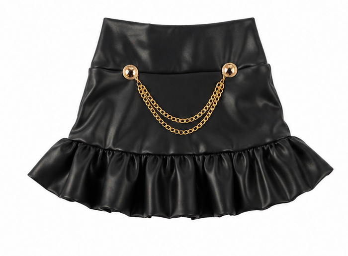 Black Chain Ruffle Skirt