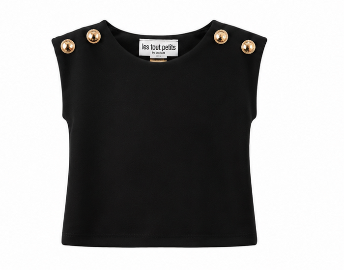 Black Gold Button Top