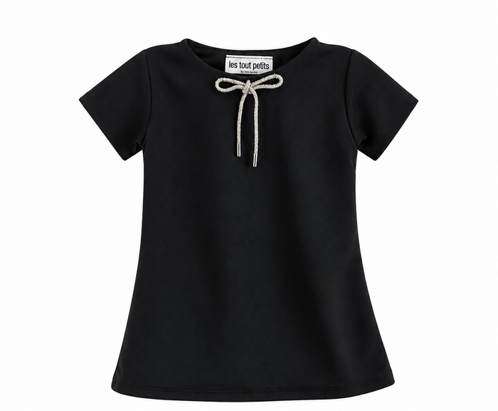 Black Rhinestone Bow Dress