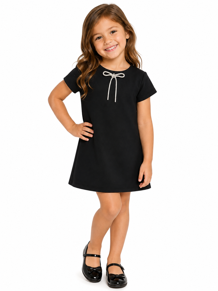 Black Rhinestone Bow Dress