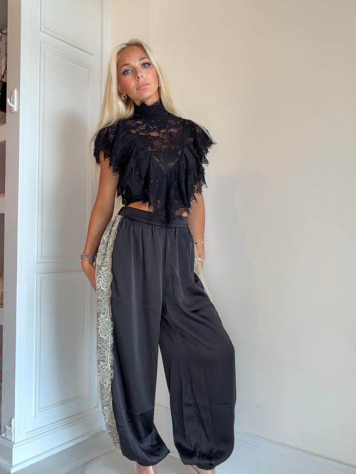 Black Silk Balloon Pants
