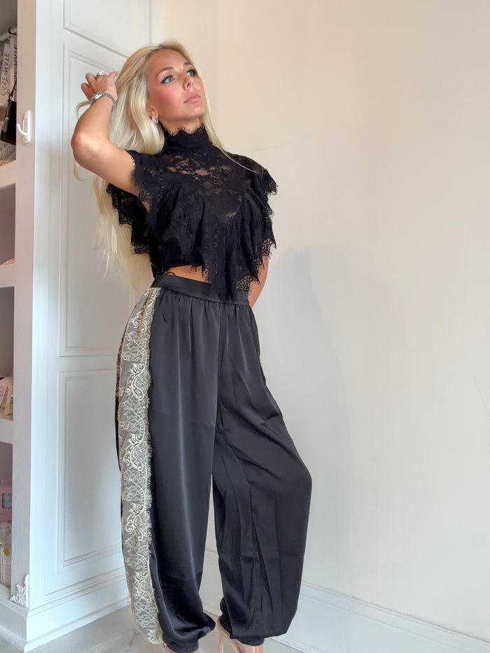 Black Silk Balloon Pants