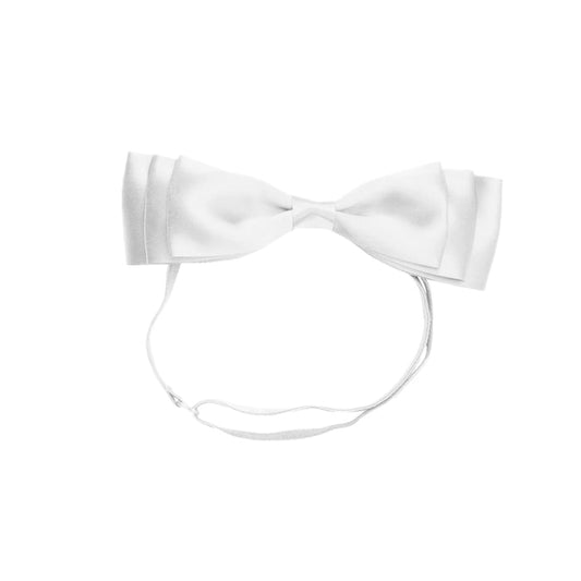 Blair Bow White Satin Headband Wrap