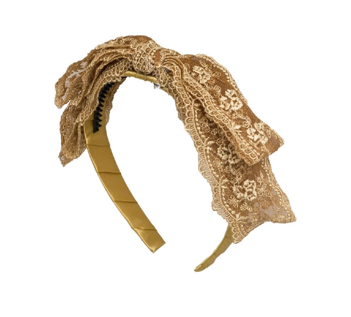 Blair Lace Bow Gold Headand