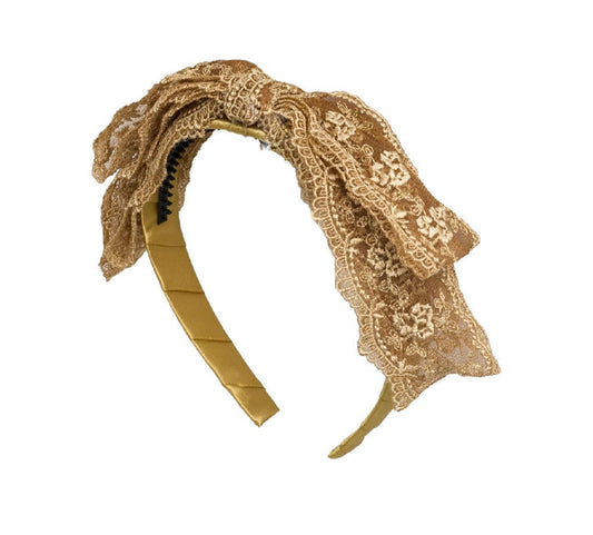 Blair Lace Bow Gold Headand