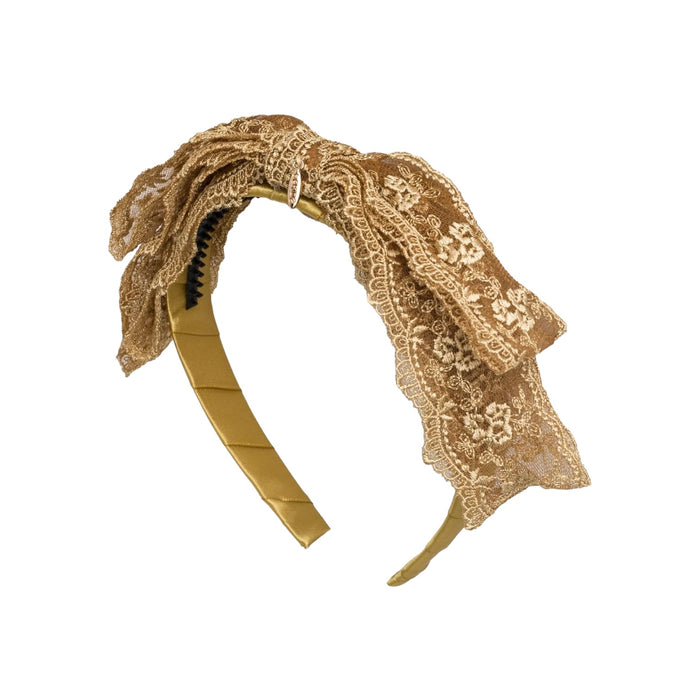 Blair Lace Bow Gold Headand