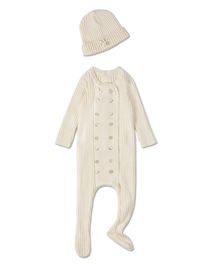 Blake Sweater Rib Footie & Beanie Set