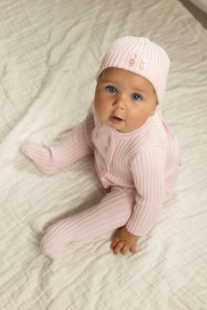 Blake Sweater Rib Footie & Beanie Set