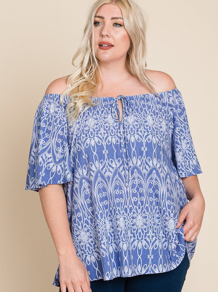 Blue Skies Off-The-Shoulder Top