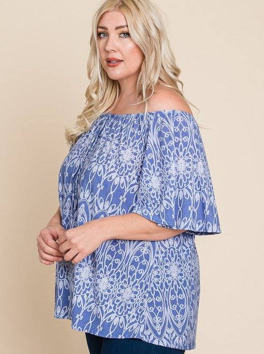 Blue Skies Off-The-Shoulder Top